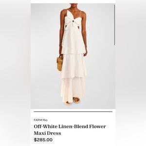 Farm Rio off white linen blend tiered maxi dress